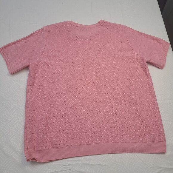 Alfred Dunner short-sleeve pink chevron knit sweater Size L - Picture 2 of 3